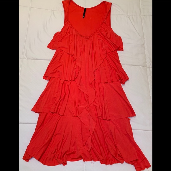 Coral Ruffled Dress - Picture 1 of 4